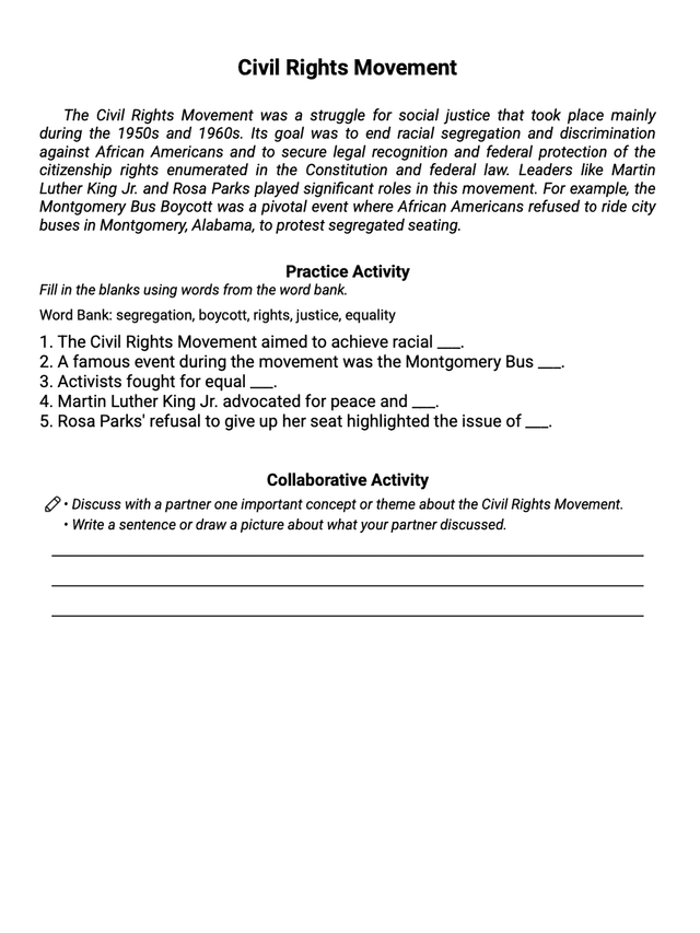 Social Studies Worksheet Sample